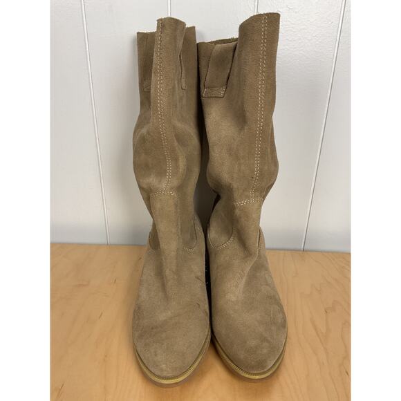 Steve Madden Shoes - Steve Madden P-Neece‎ Tan Suede Loose Calf Fit Flat Pull On Boots Women's 7.5